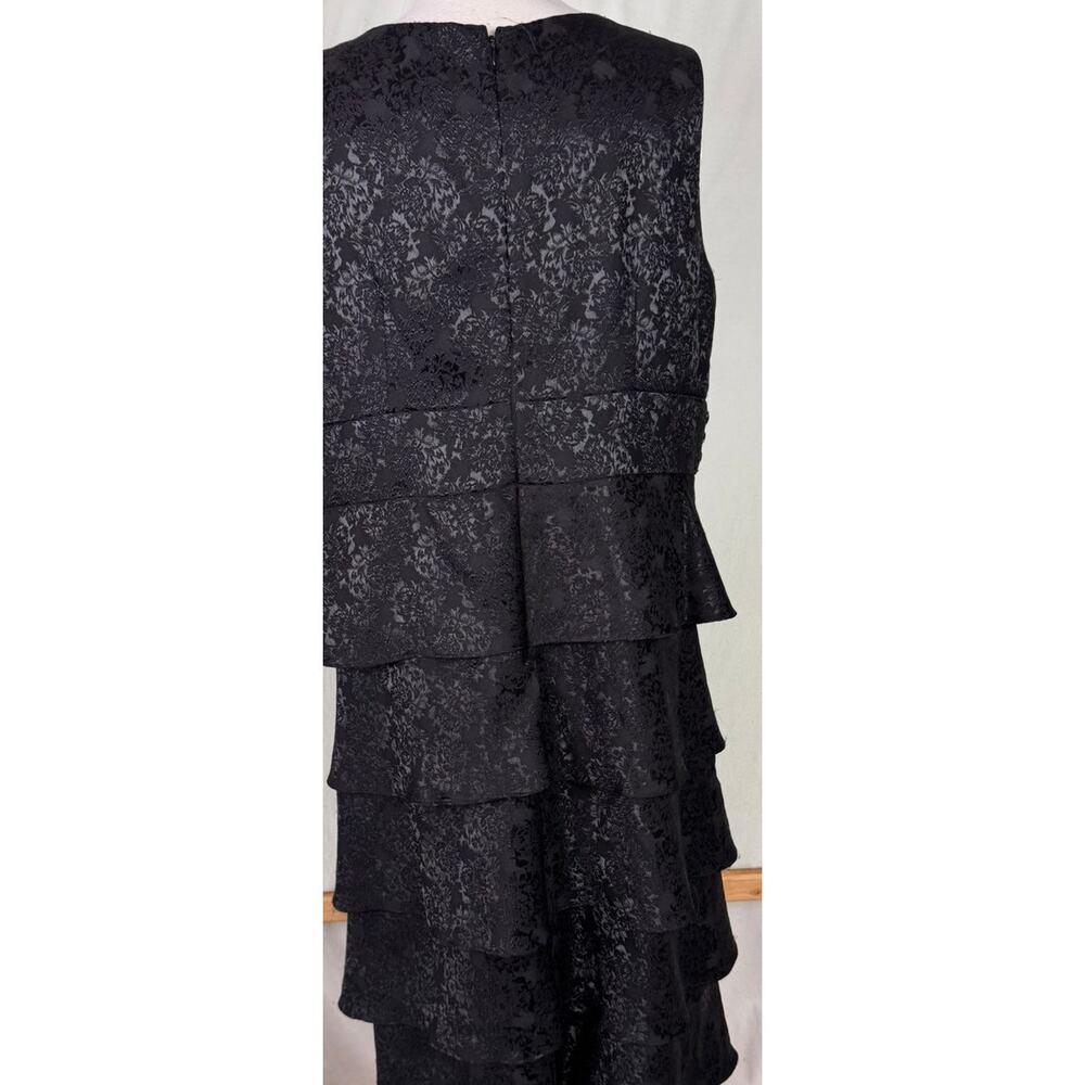 Collection Dressbarn Womens 14W Sleeveless V Neck Black Tiered Dress - Picture 8 of 10